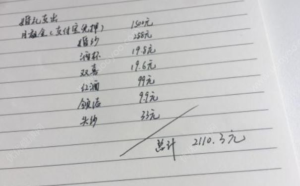 小兩口結(jié)婚僅花2110元，婚禮開支占比最大的是房租1500元(2)