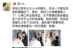 小兩口結(jié)婚僅花2110元，婚禮開(kāi)支占比最大的是房租1500元[多圖]