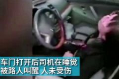 女司機(jī)開車睡著撞樹上，半天才將女司機(jī)叫醒[多圖]